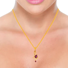 22k Enticing Stone Studded Gold Pendant Design - Image 5