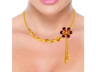 22k Ethnic Graceful Floral Neckpiece - Image 4