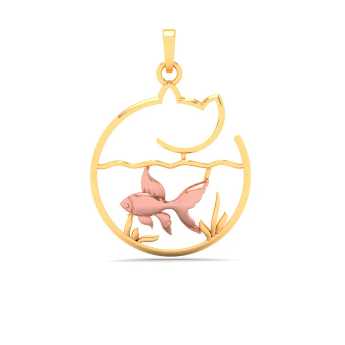 22k Fish Bowl Shape Gold Pendant With Fauna Elements From Online Exclusive