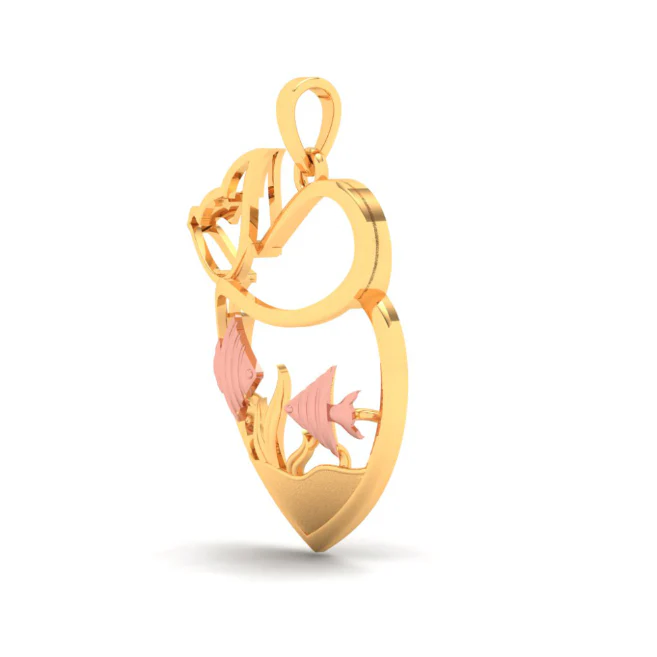 22k Fish Bowl Shape Gold Pendant With Yellow Gold Fishes And Cat From Online Exclusive - Image 3