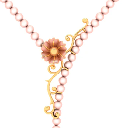 22k Floral Embossed Gold Necklace Design - Image 4