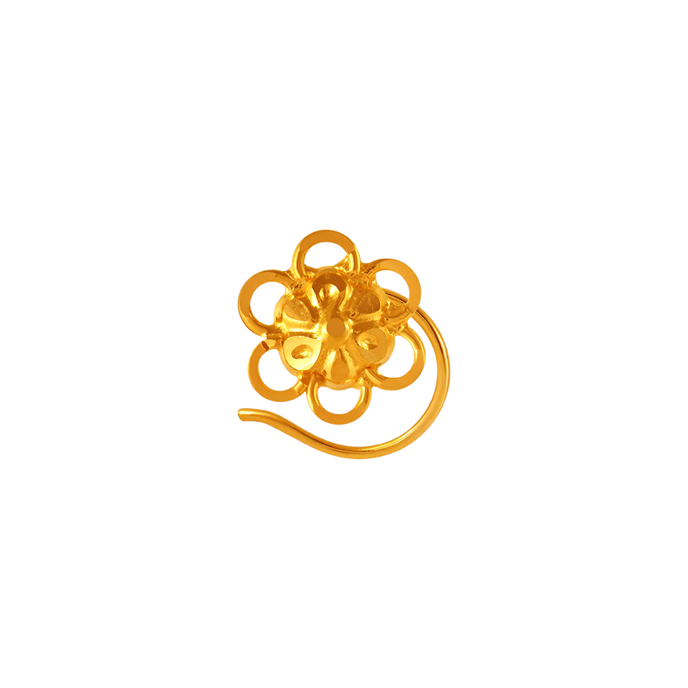 22k Floral Motif Nose Pin Gold Design