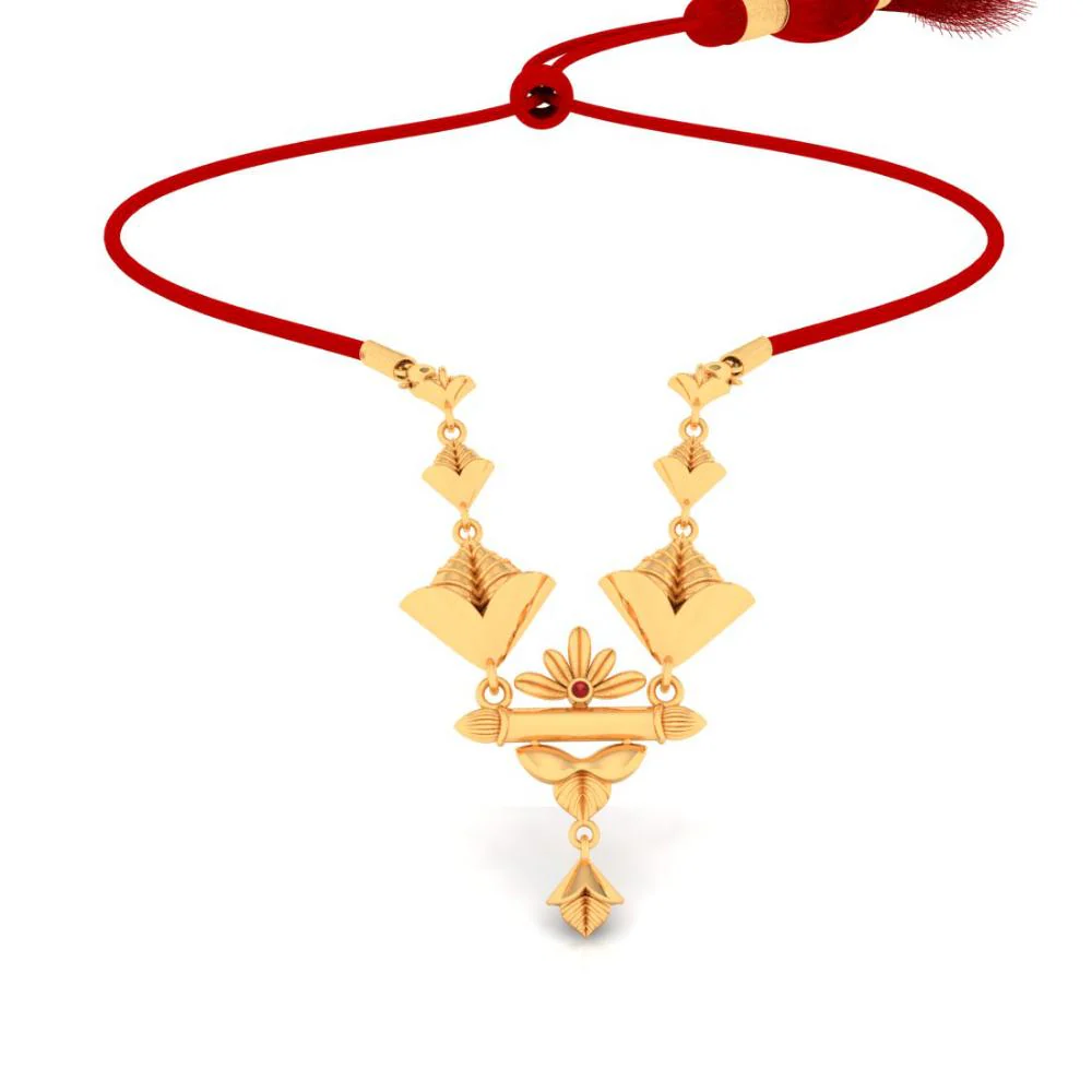 22k Flower Design Gold Necklace - Image 4