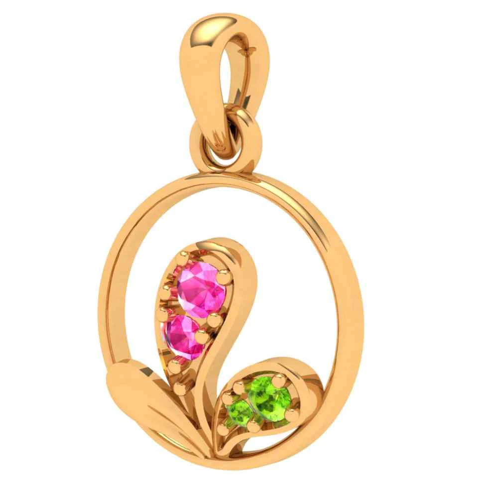 22k Gemstone Studded Adorable Gold Pendant For You - Image 2