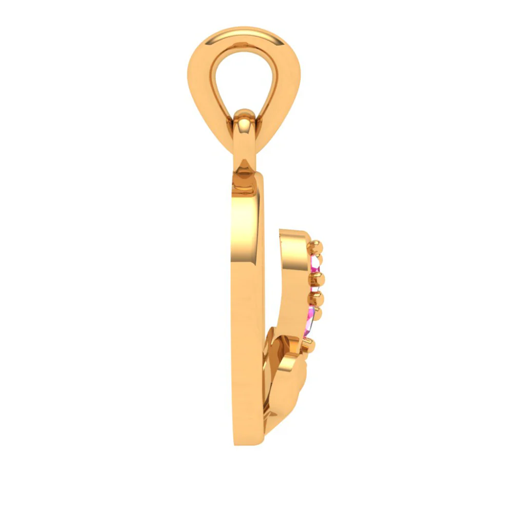 22k Gemstone Studded Adorable Gold Pendant For You - Image 3
