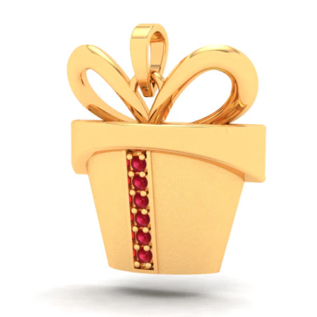 22k Gift Basket Shaped Gold Pendant With Red Stones Online Exclusive - Image 2