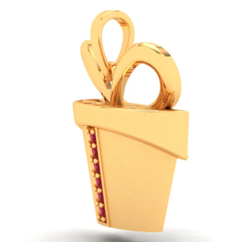 22k Gift Basket Shaped Gold Pendant With Red Stones Online Exclusive - Image 5