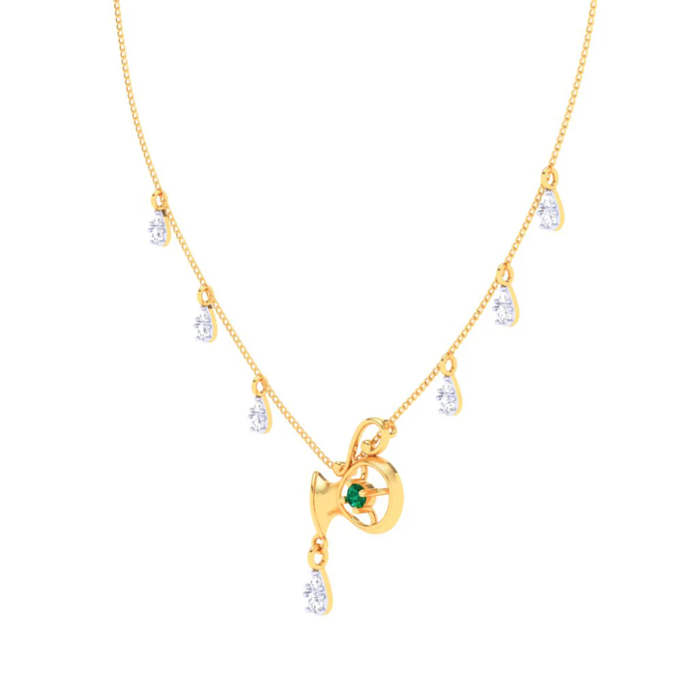 22k Gold  Aquarius Themed Necklace With Stone From Pc Chandra Mugdhaa Collection - Image 3