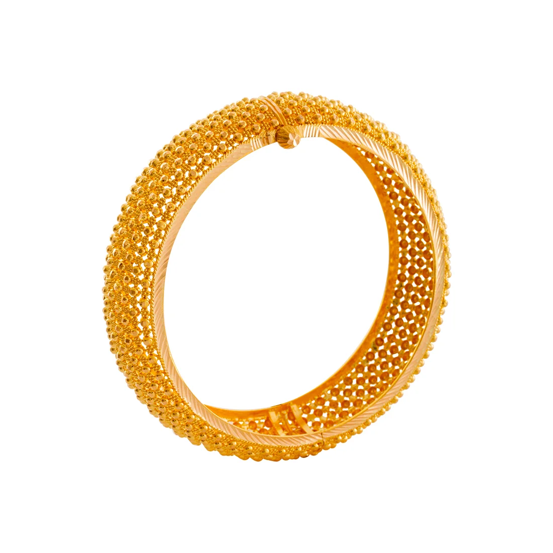 22K Gold Bangles With Classic Gold Beads For Women & Girls - Image 3