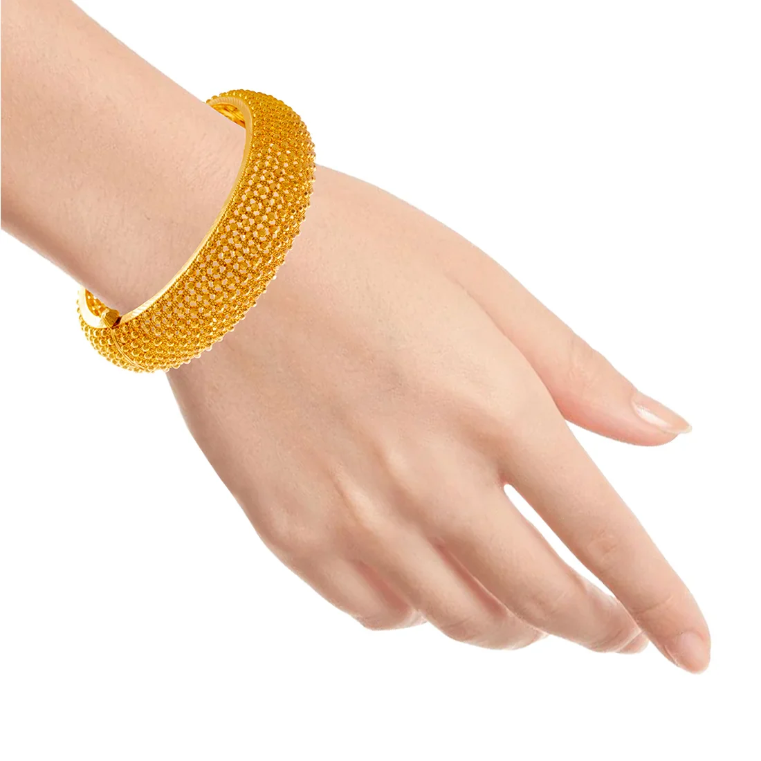 22K Gold Bangles With Classic Gold Beads For Women & Girls - Image 4