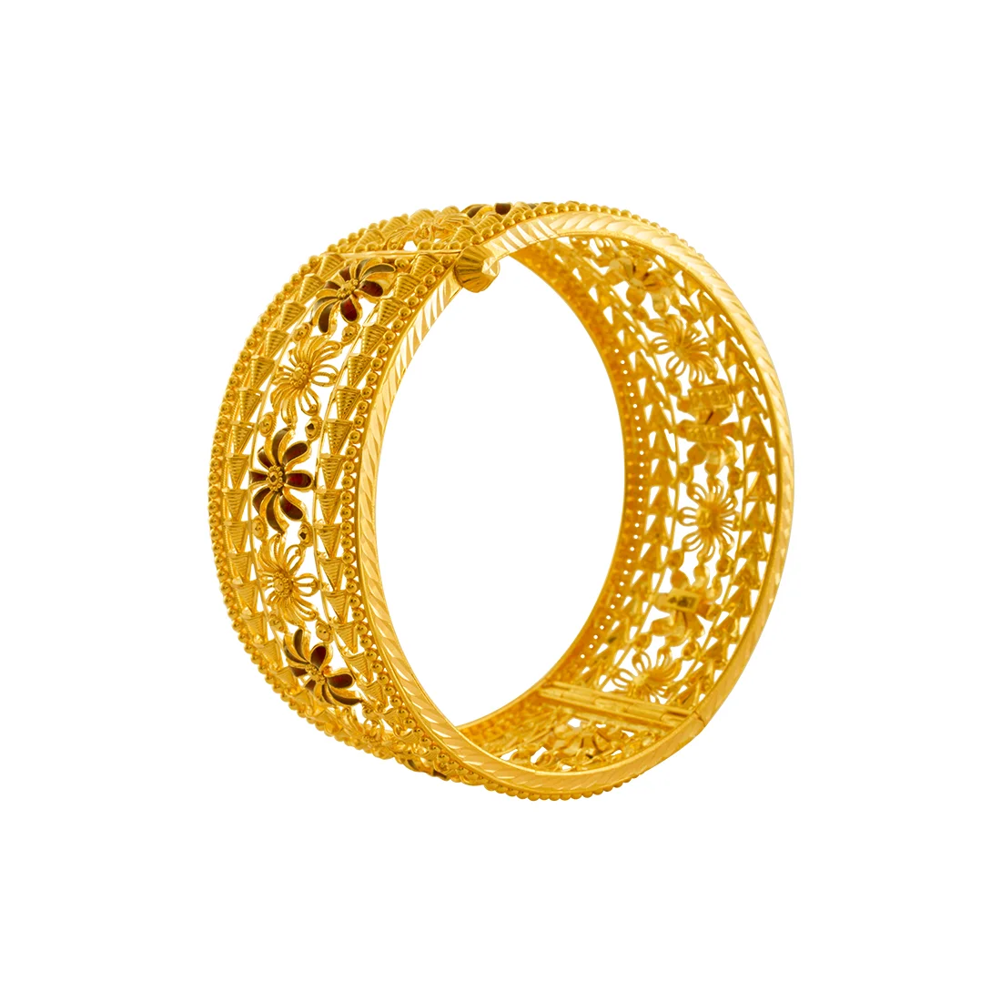 22K Gold Bangles With Floral Cutwork For Women & Girls - Image 3