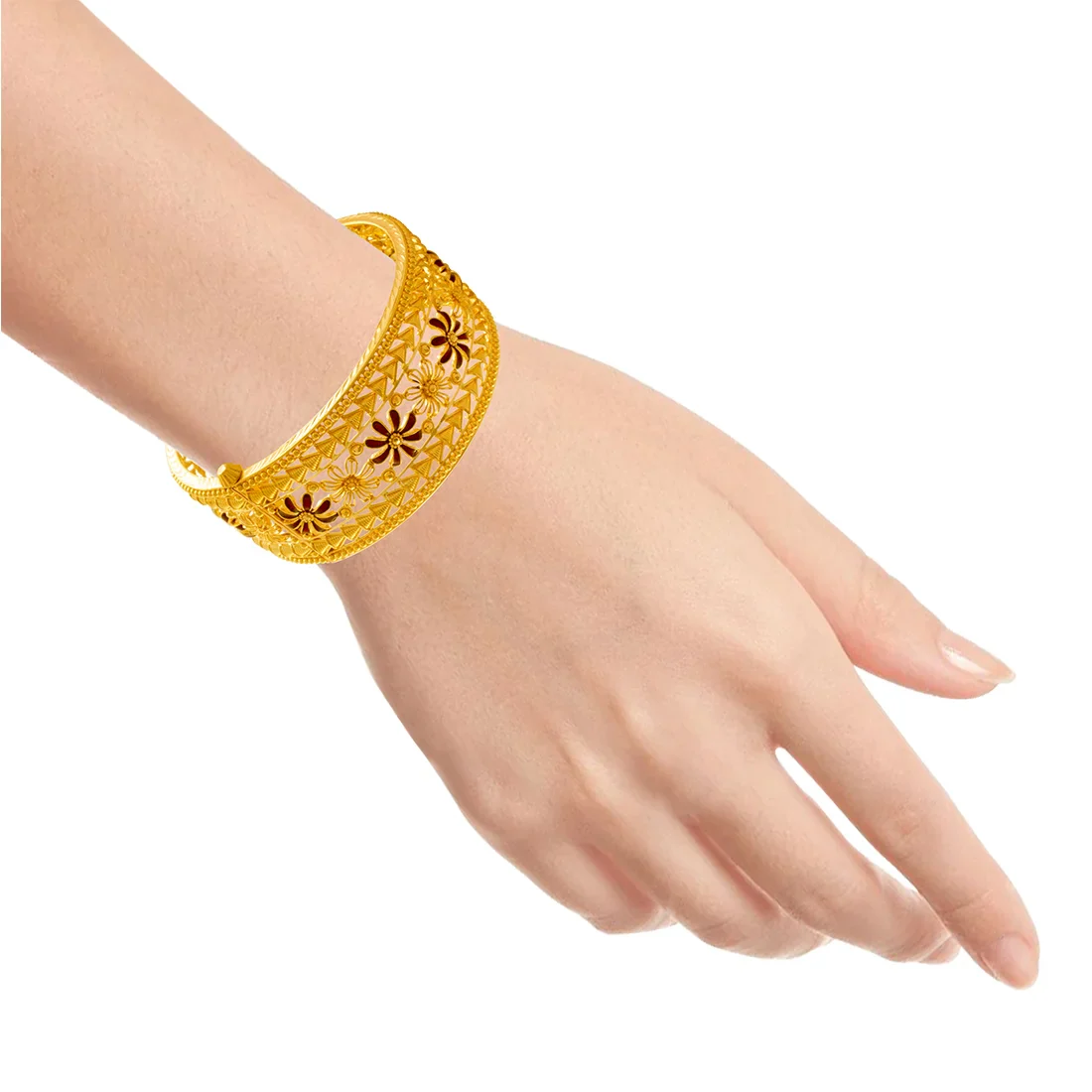22K Gold Bangles With Floral Cutwork For Women & Girls - Image 4