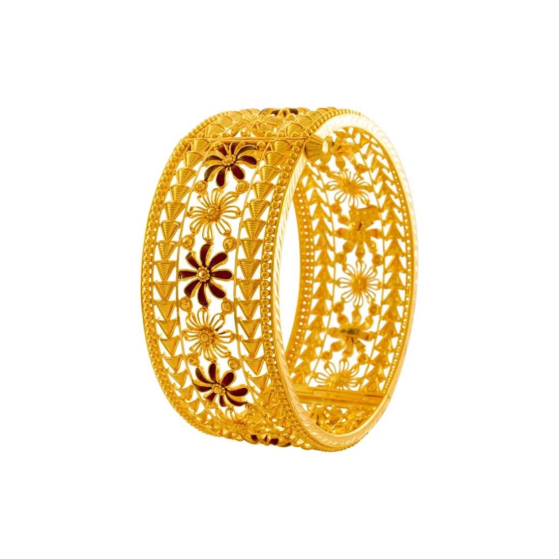 22K Gold Bangles With Floral Cutwork For Women & Girls - Image 5