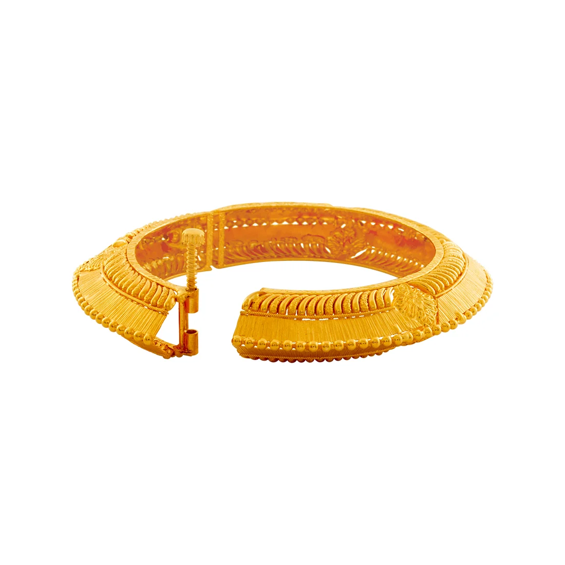 22K Gold Bangles With Traditional Gold Work For Women & Girls - Image 3