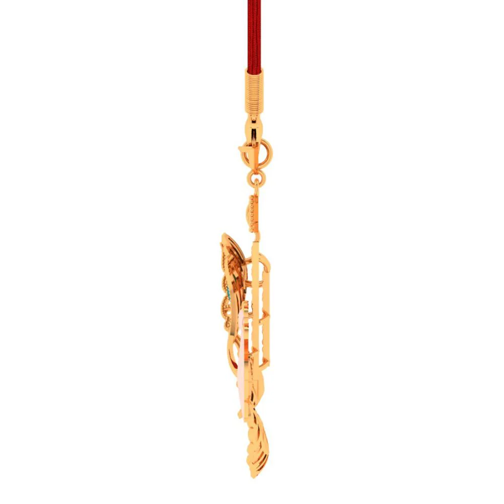 22k Gold Blue Colour Cantered Leafy Swan Necklace - Image 2