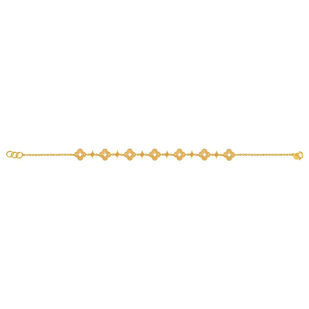 22k Gold Bracelet With A String Of Clover-inspired Motifs
