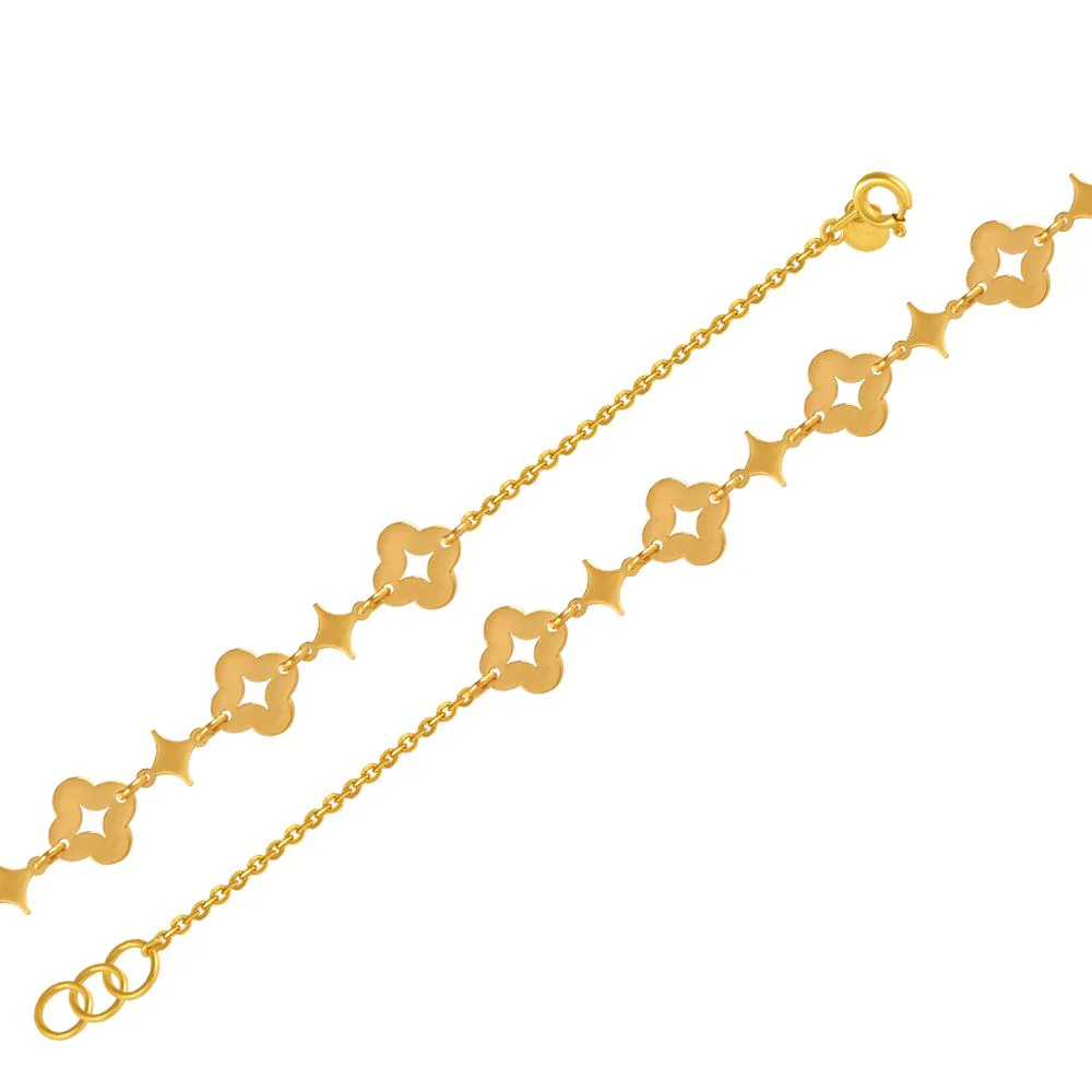22k Gold Bracelet With A String Of Clover-inspired Motifs - Image 3