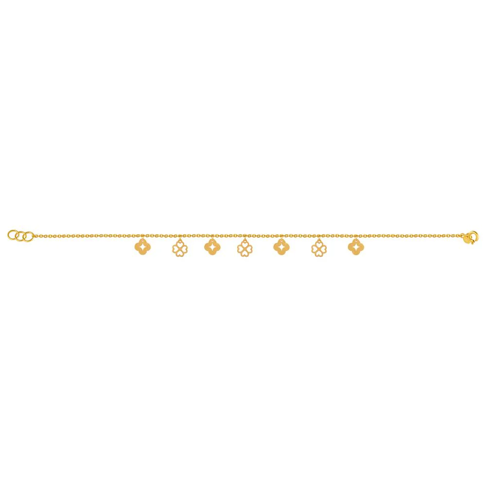22k Gold Bracelet With A String Of Four-leaf Clover Motifs