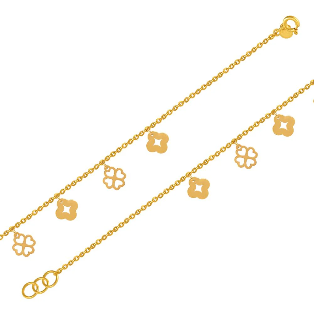 22k Gold Bracelet With A String Of Four-leaf Clover Motifs - Image 3