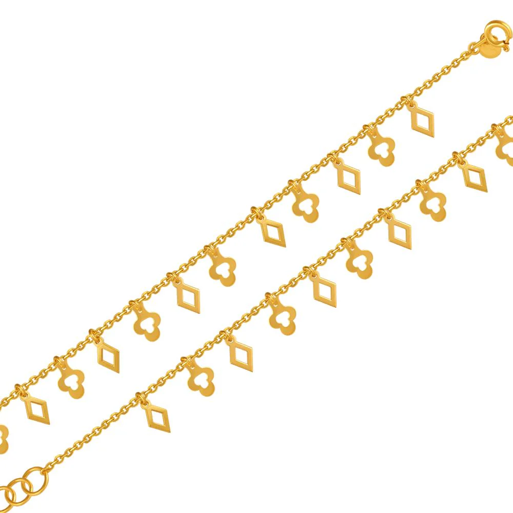22k Gold Bracelet With A String Of Tree Crown And Diamond Frame Motifs - Image 3