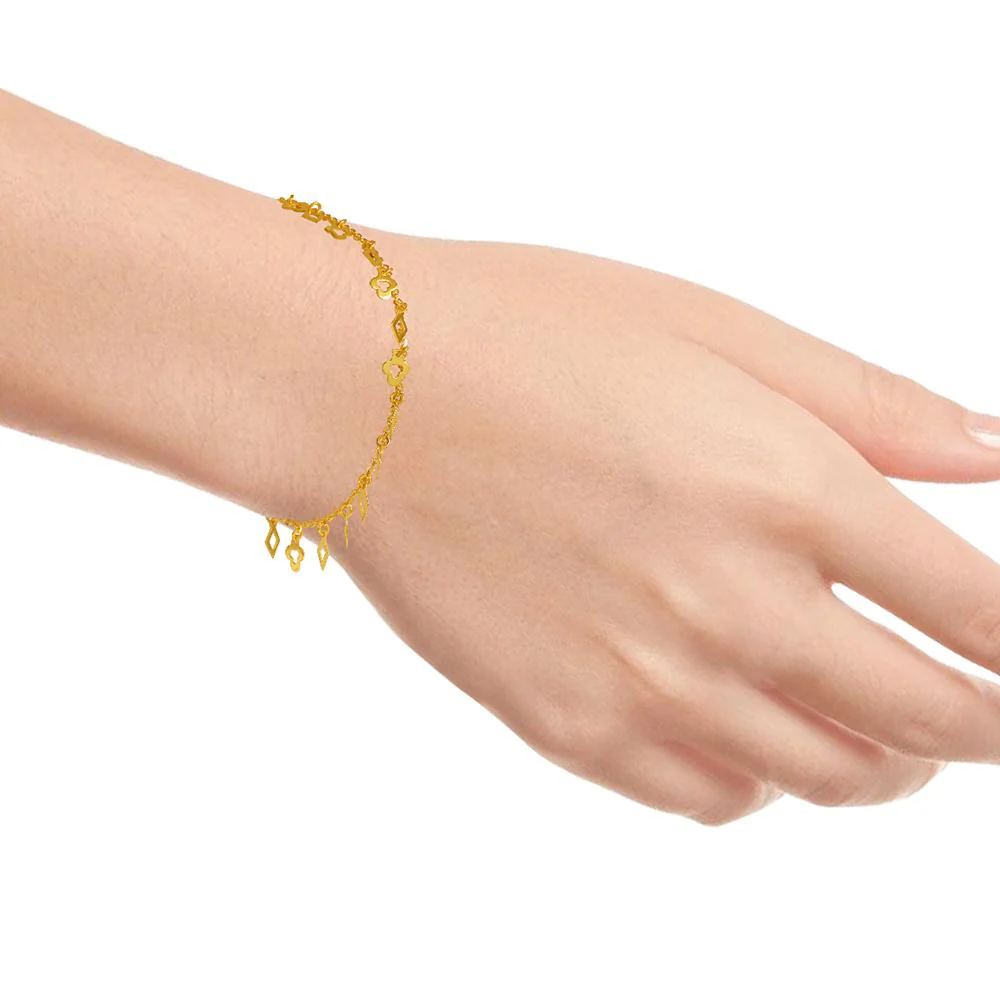 22k Gold Bracelet With A String Of Tree Crown And Diamond Frame Motifs - Image 4