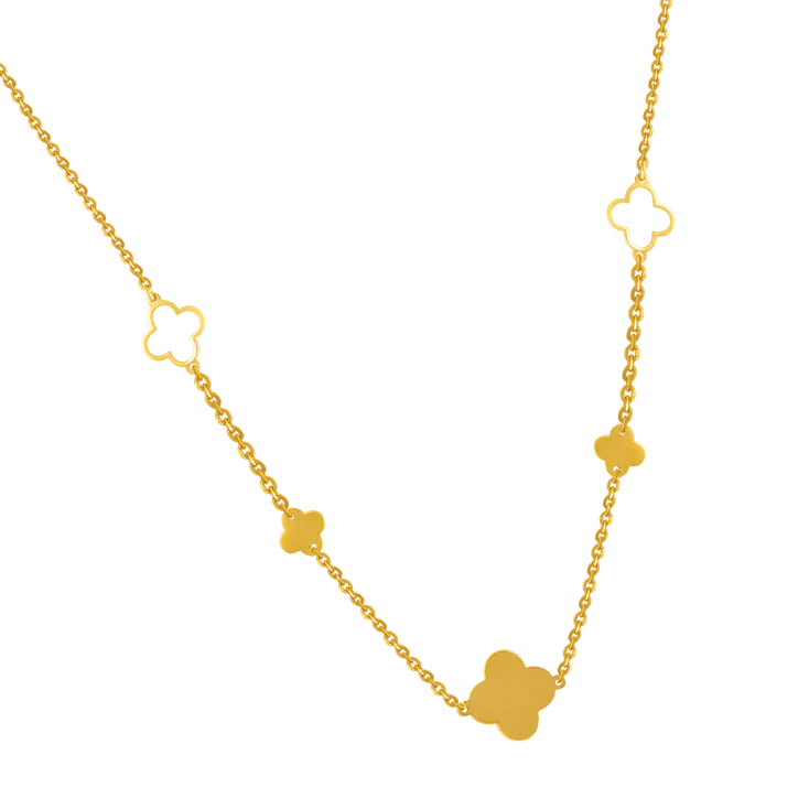 22k Gold Chain Adorned With Unique Floral Design - Image 3