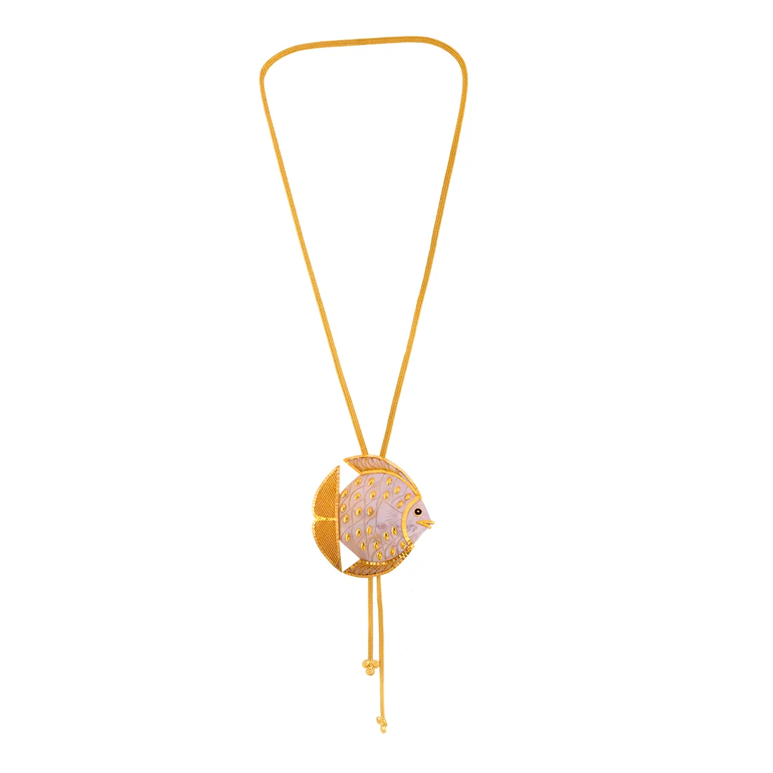 22K Gold Chain-Pendant with Fish Pendant & Gold String Chain - Image 4