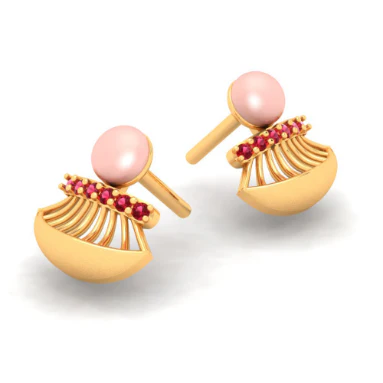 22k Gold Dangler Earrings With Stone From Goldlites Collection - Image 4