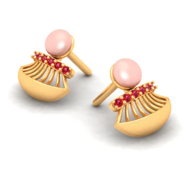 22k Gold Dangler Earrings With Stone From Goldlites Collection - Image 5