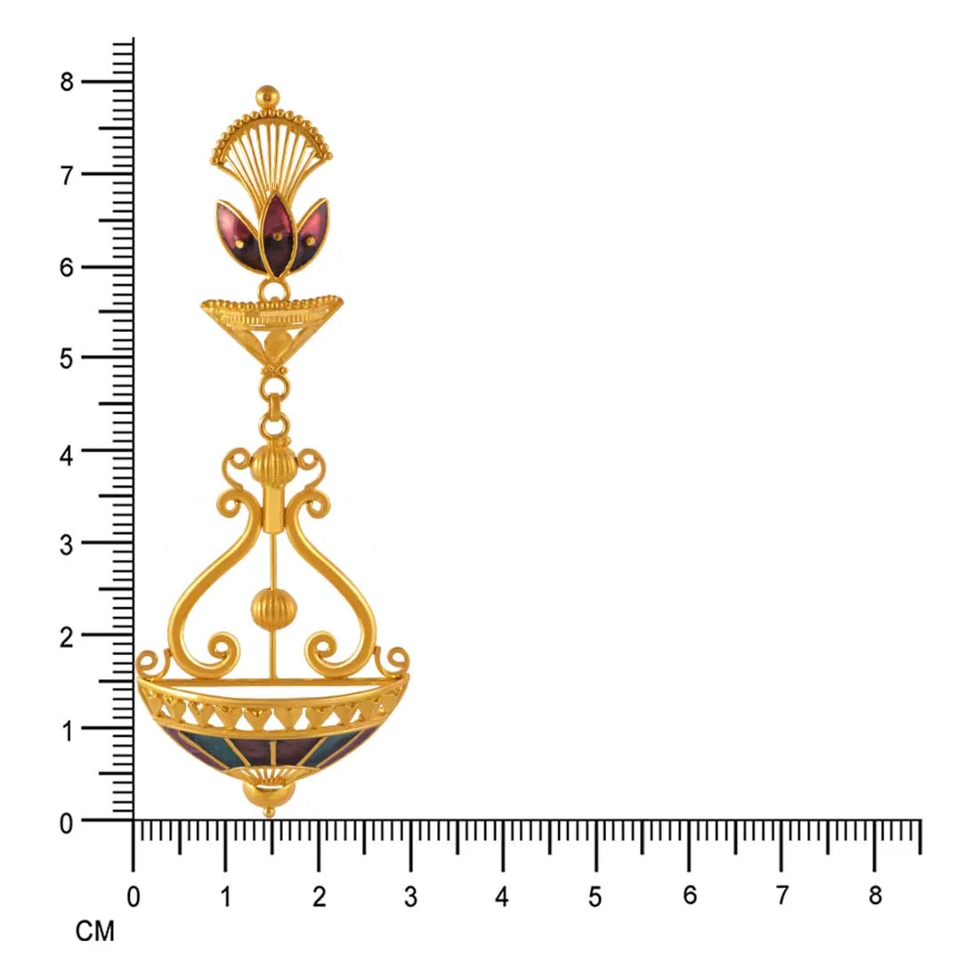 22k Gold Drop Earrings Temple Architectural Design - Image 4
