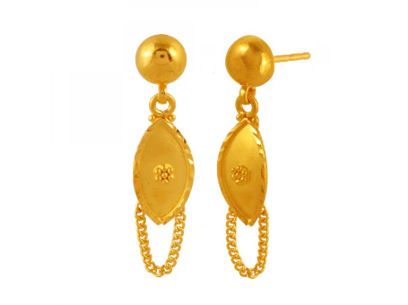 22k Gold Drop Earrings With Chain Detailing - Image 2