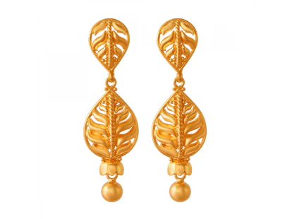 22k Gold Drop Earrings With Entrancing Leafy Details