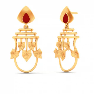 22k Gold Ear Top With Leafy Design From Mugdhaa Collection - Image 2