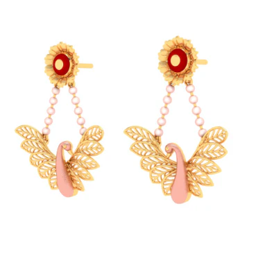 22k Gold Earrings Design With Cute Bird Theme - Image 3