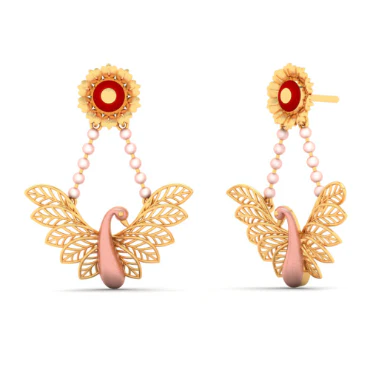 22k Gold Earrings Design With Cute Bird Theme - Image 4