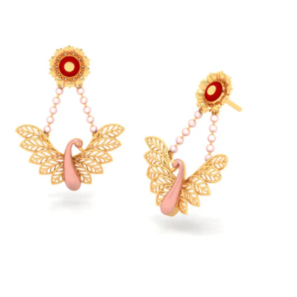 22k Gold Earrings Design With Cute Bird Theme - Image 7