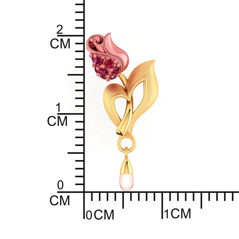 22k Gold Earrings With A Yellow Flower Design - Image 4