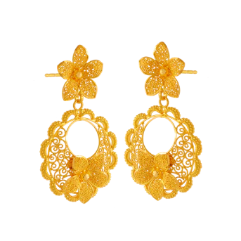 22k Gold Earrings With Floral Design And Intricate Craftsmanship - Image 2