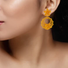22k Gold Earrings With Floral Design And Intricate Craftsmanship - Image 3