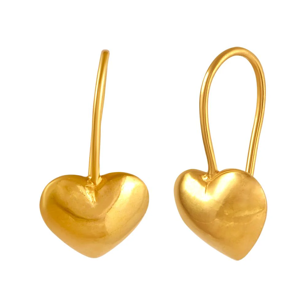 22k Gold Earrings With Heart Drop - Image 2
