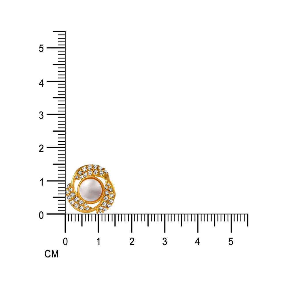 22k Gold Earrings With Stone Detailing And Pearl Center - Image 5