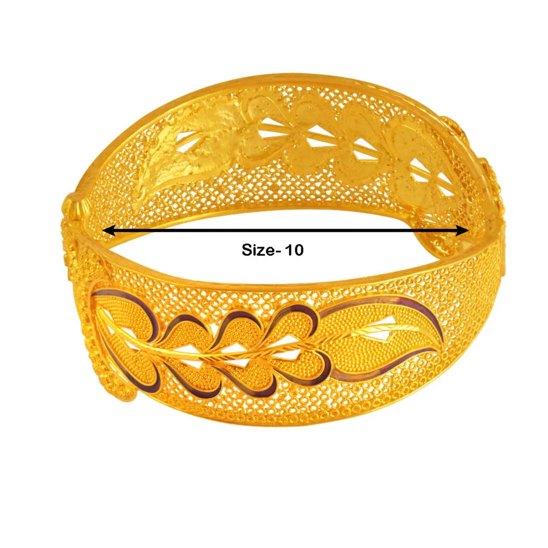 22K Gold Filigree Bangle With Floral Motifs For Women & Girls - Image 6