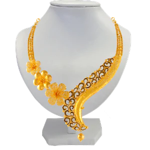 22k Gold Full Jewellery Set With Beautiful Curves And Floral Motifs - Image 6