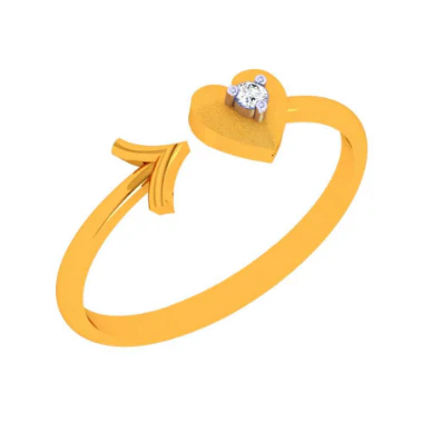 22k Gold Heart & Arrow Open Ring For Women & Girls - Image 2