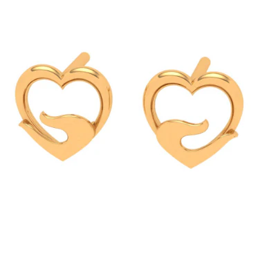 22k Gold Heart Earring For Everyday Wear - Image 2