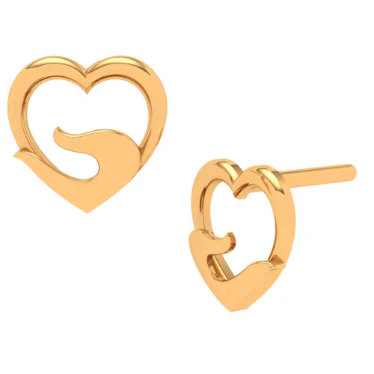 22k Gold Heart Earring For Everyday Wear - Image 3
