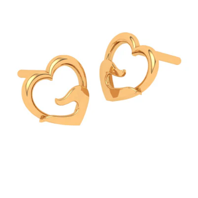 22k Gold Heart Earring For Everyday Wear - Image 5