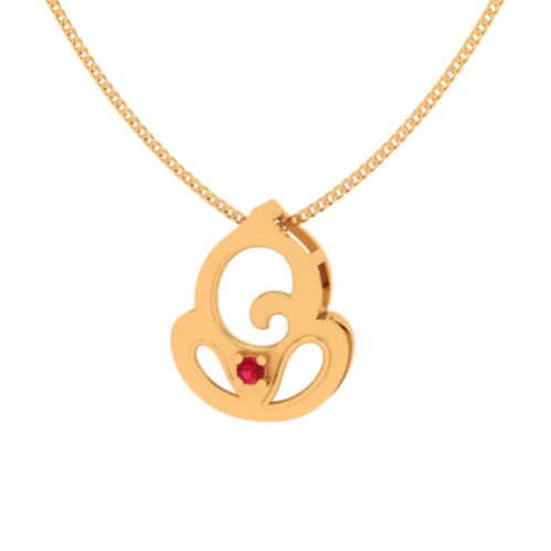 22k Gold High Purity Ganesha Pendant With Gemstones, - Image 5