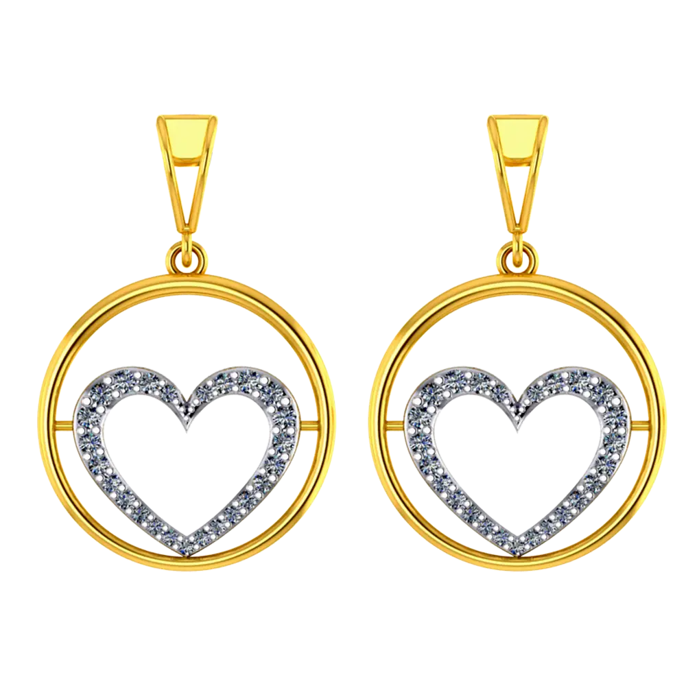22k Gold Hoop Ring With A American Diamond Studded Heart In The Centre