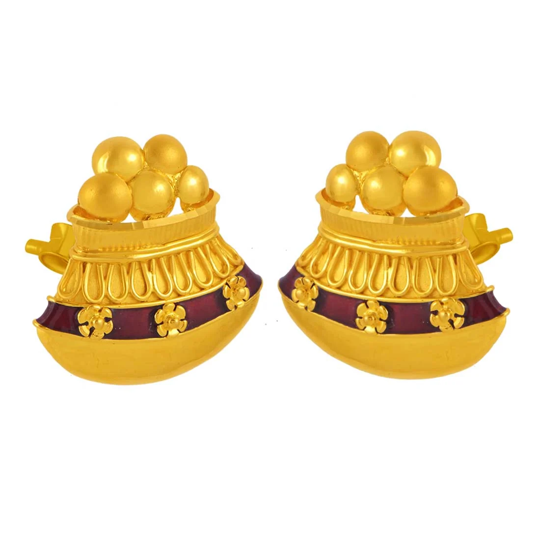 22K Gold Jewellery Set (chain Pendant With Earrings) With Kalash Design - Image 7